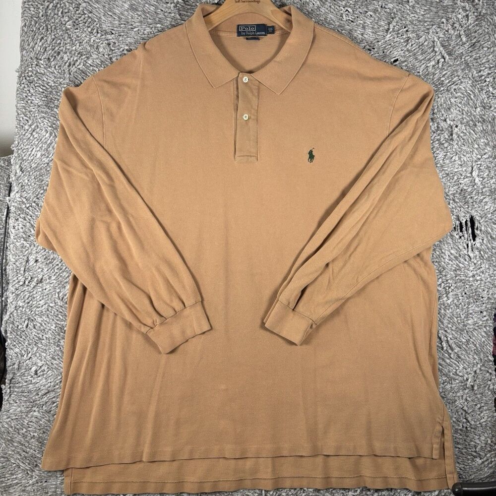 Polo Ralph Lauren Polo Shirt Men’s Size 4XLB (BIG) Long Sleeve Brown Preppy Golf